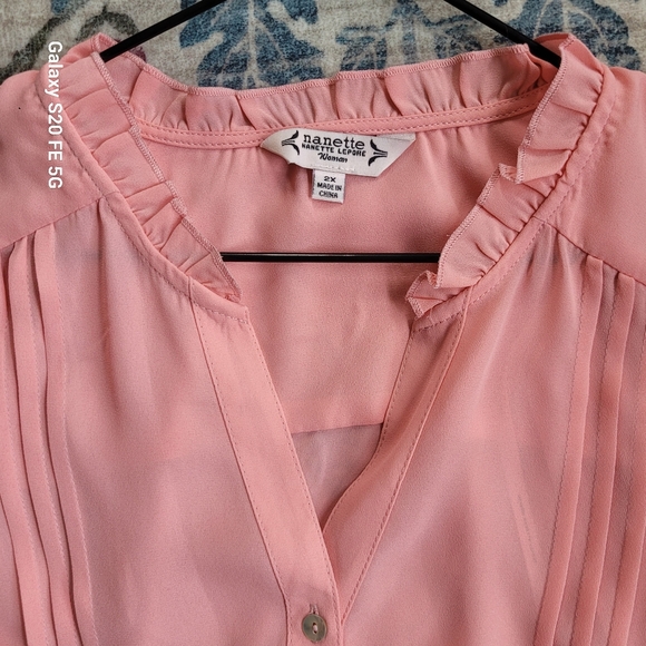 Nanette Lepore Soft Melon Colored Ruffled Blouse - Picture 2 of 10